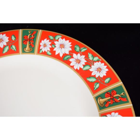 12" Chop Plate Round Platter Charlton Hall Christmas Dinnerware Kobe Poinsettia - Picture 4 of 8